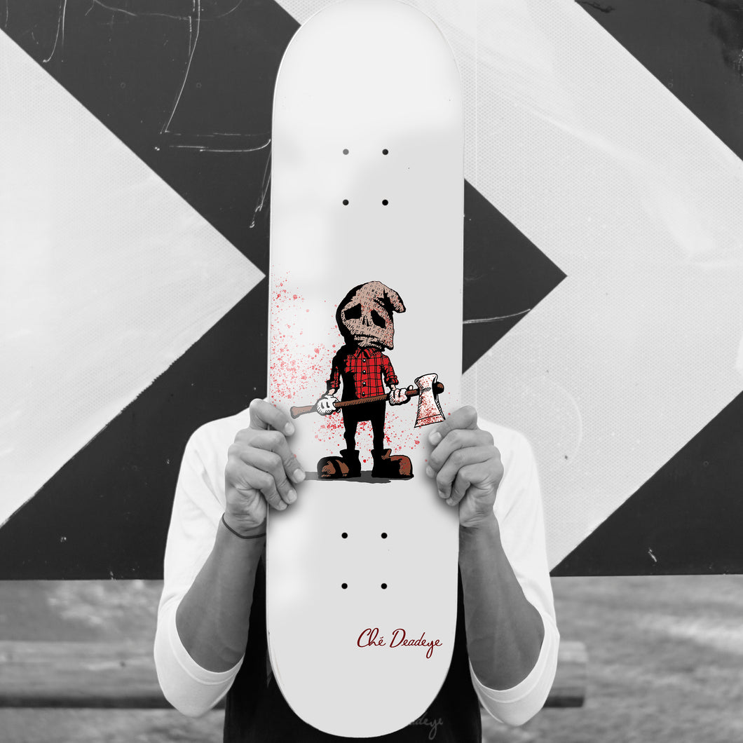 Ché Bagman Blood Red on White Skateboard Deck